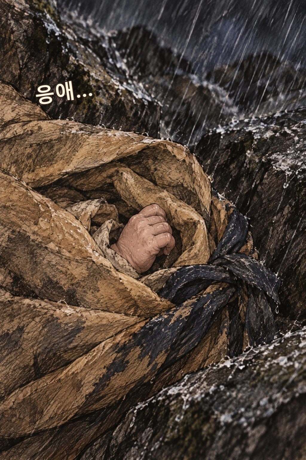 보자기 속에서 떨리는 작은 손.