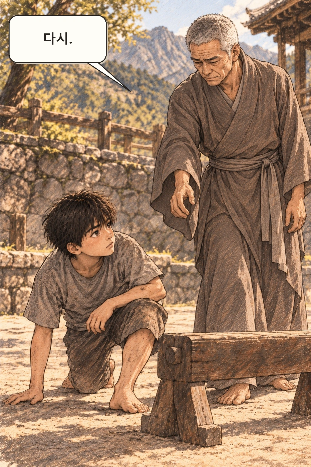 명진이 멈추려다 손을 거둔다. 명진 “다시.”