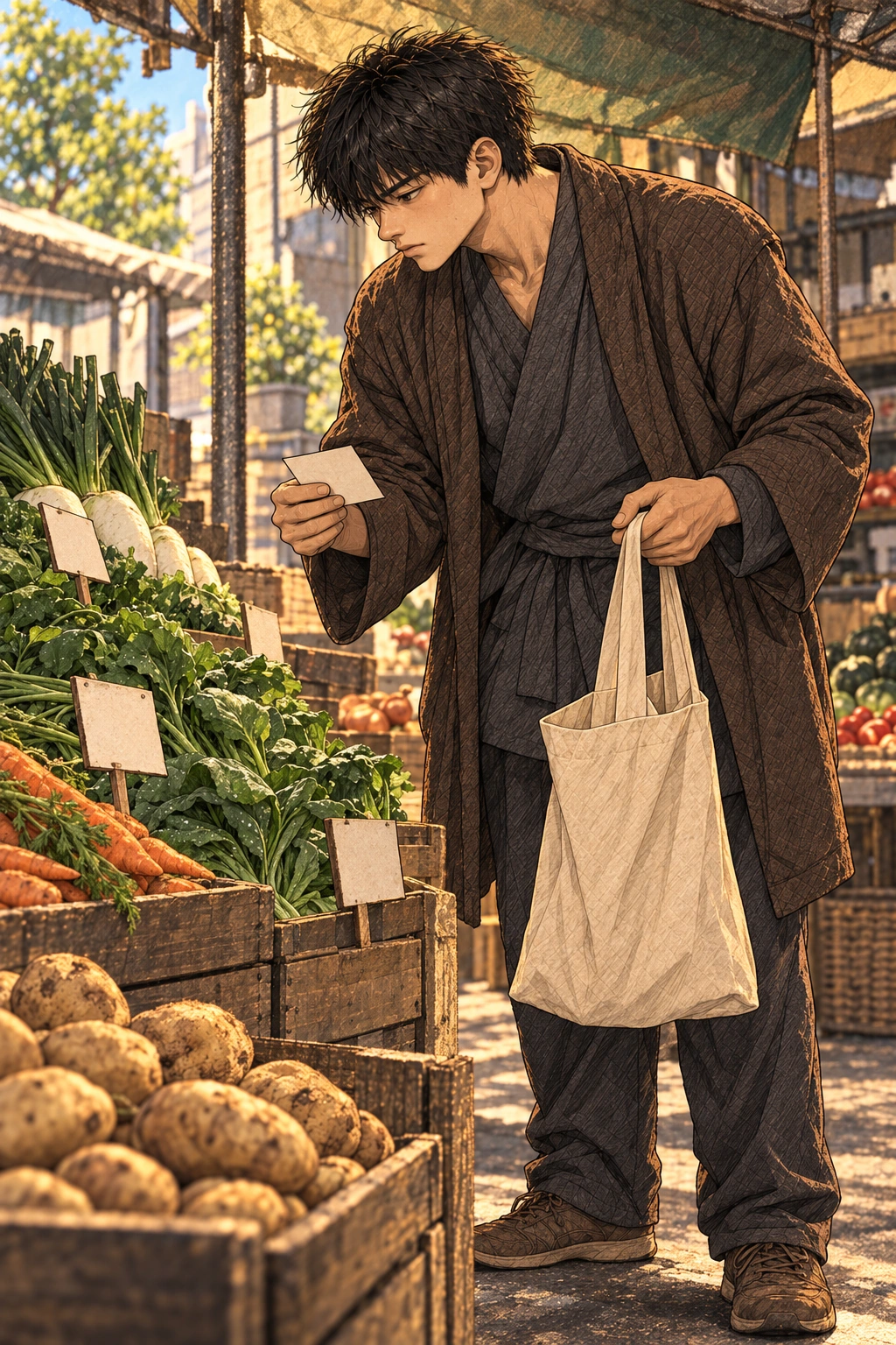 도윤이 가격표를 꼼꼼히 읽는다.
