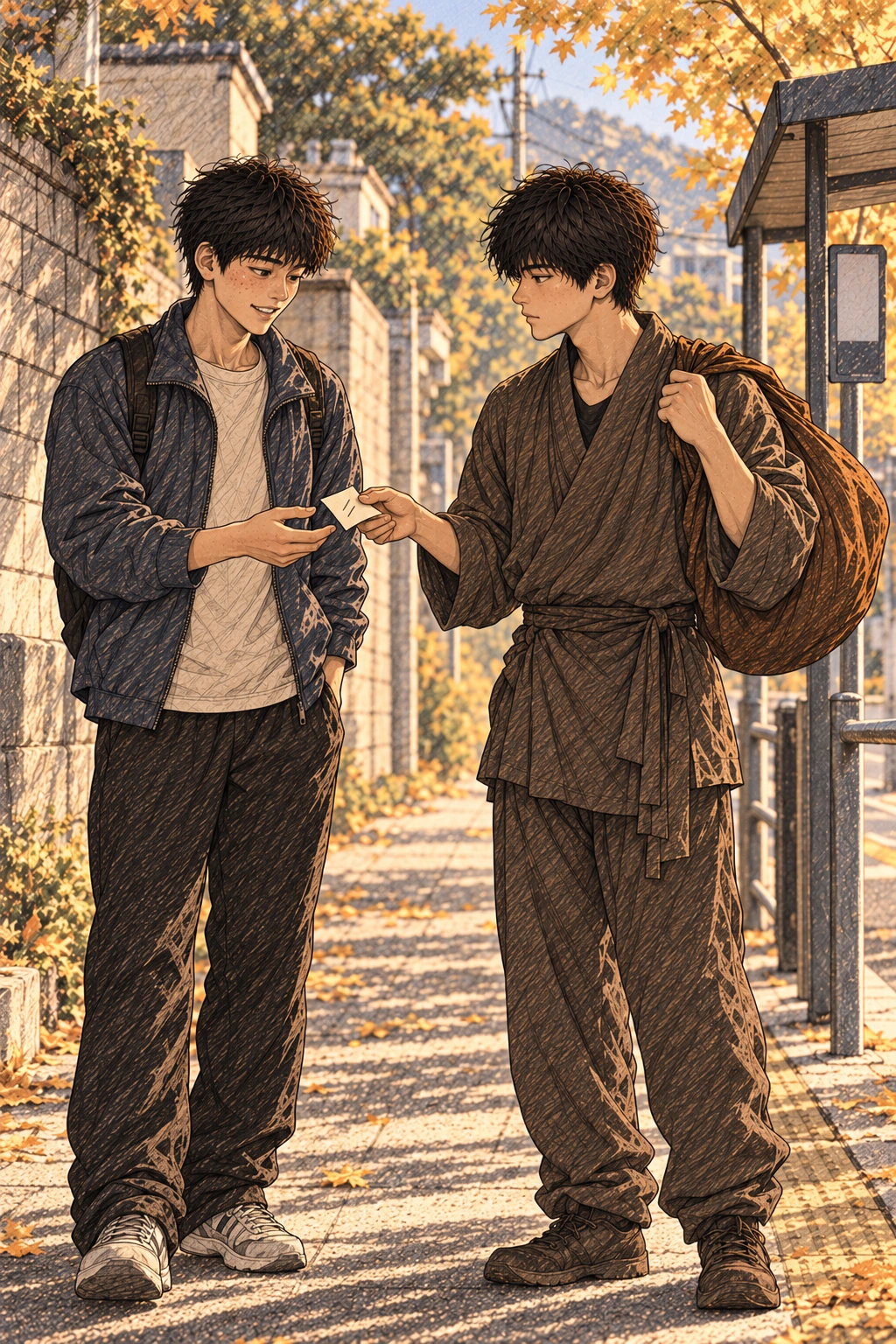 도윤이 친구에게 새 주소를 먼저 건넨다.