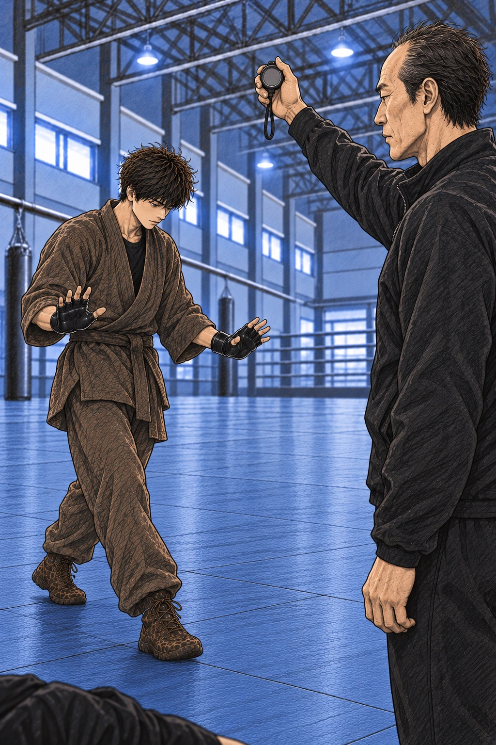 동철의 종료 신호, 도윤이 즉시 떨어진다.