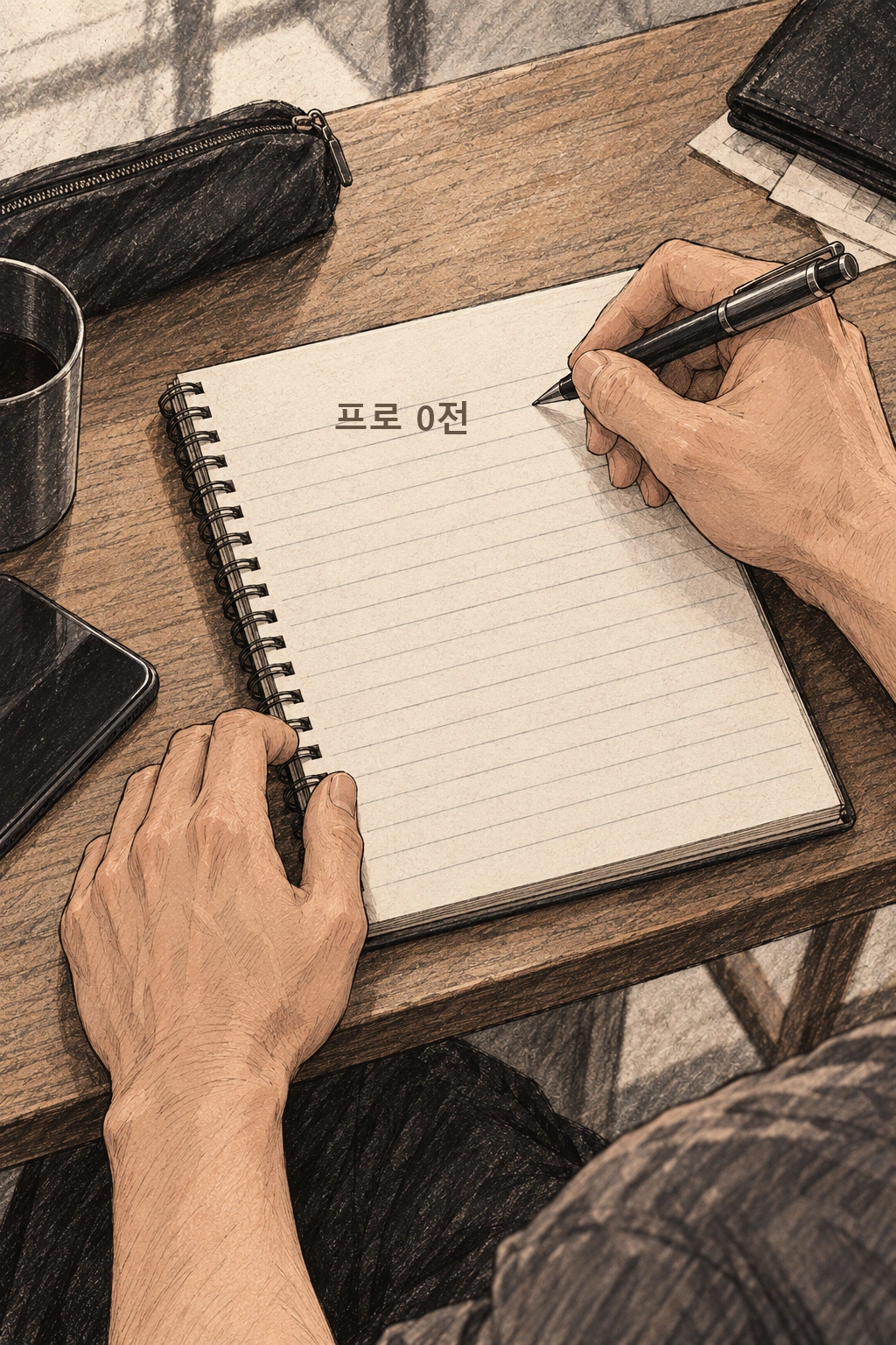 도윤의 수첩 첫 줄 ‘프로 0전’.