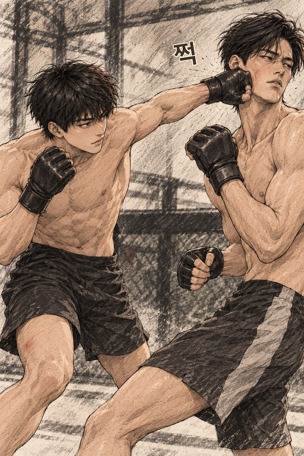 도윤은 짧은 오른손을 안쪽으로 맞힌다. 쩍.