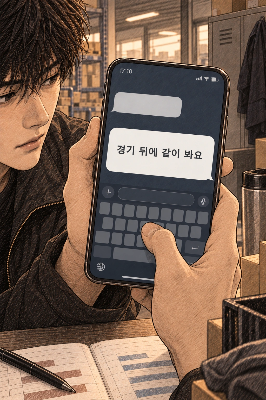 도윤은 ‘경기 뒤에 같이 봐요’라고 답한다.