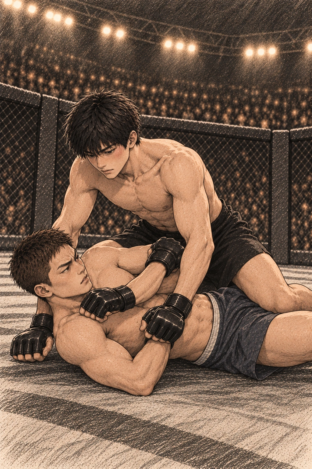진수는 팔을 모으지만 자세를 회복하지 못한다.