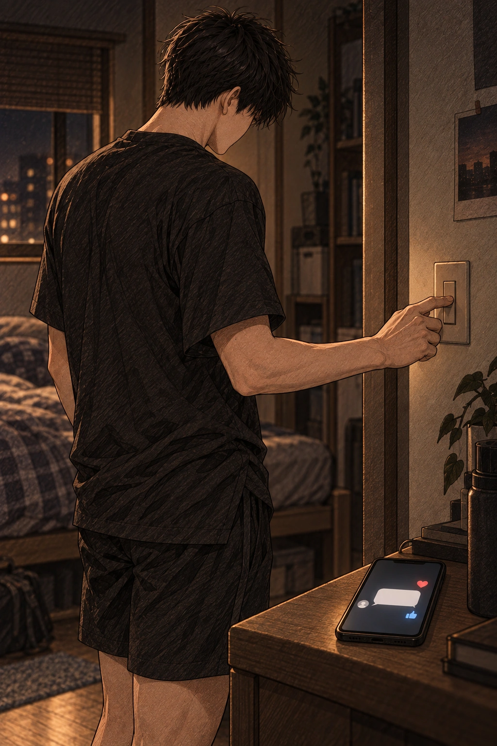 불을 끄는 손, 휴대폰에는 또 하나의 칭찬 댓글.