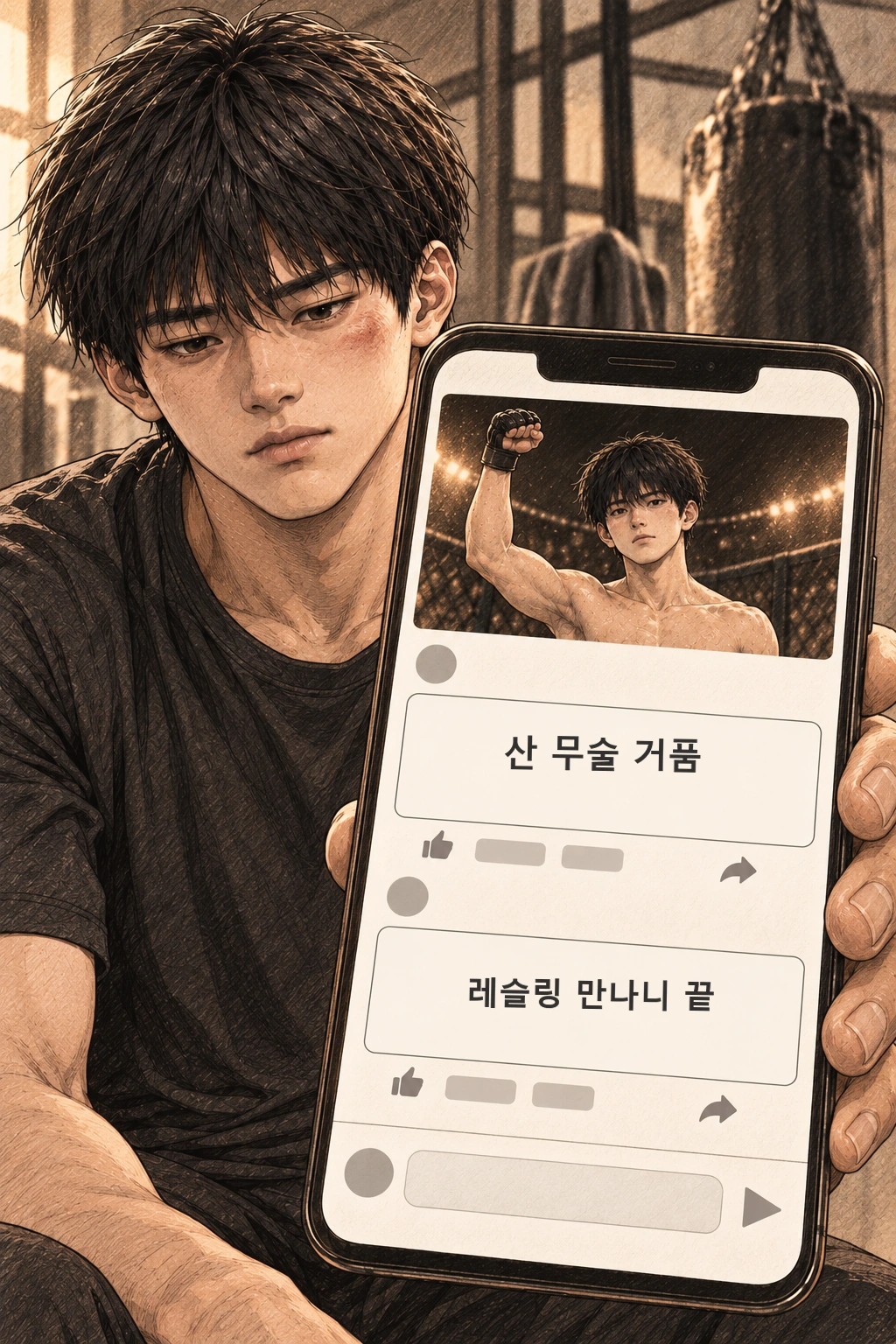 온라인 댓글 ‘산 무술 거품’, ‘레슬링 만나니 끝’.