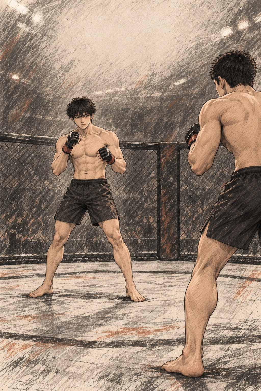 도윤은 뒤쫓지 않고 중앙에서 길을 좁힌다.