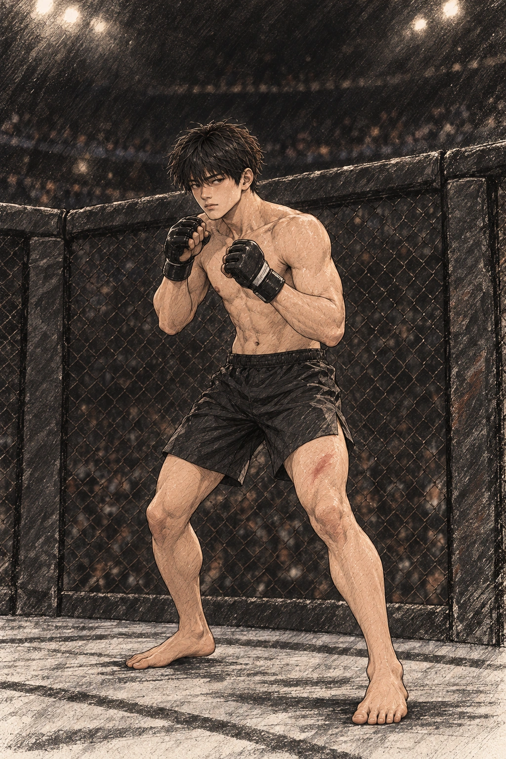 도윤은 펜스 앞에서 멈춰 중심을 세운다.