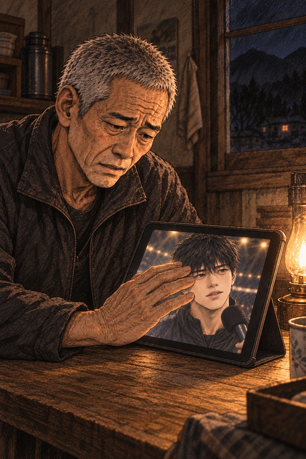 명진은 답하지 못하고 화면에 손을 올린다.