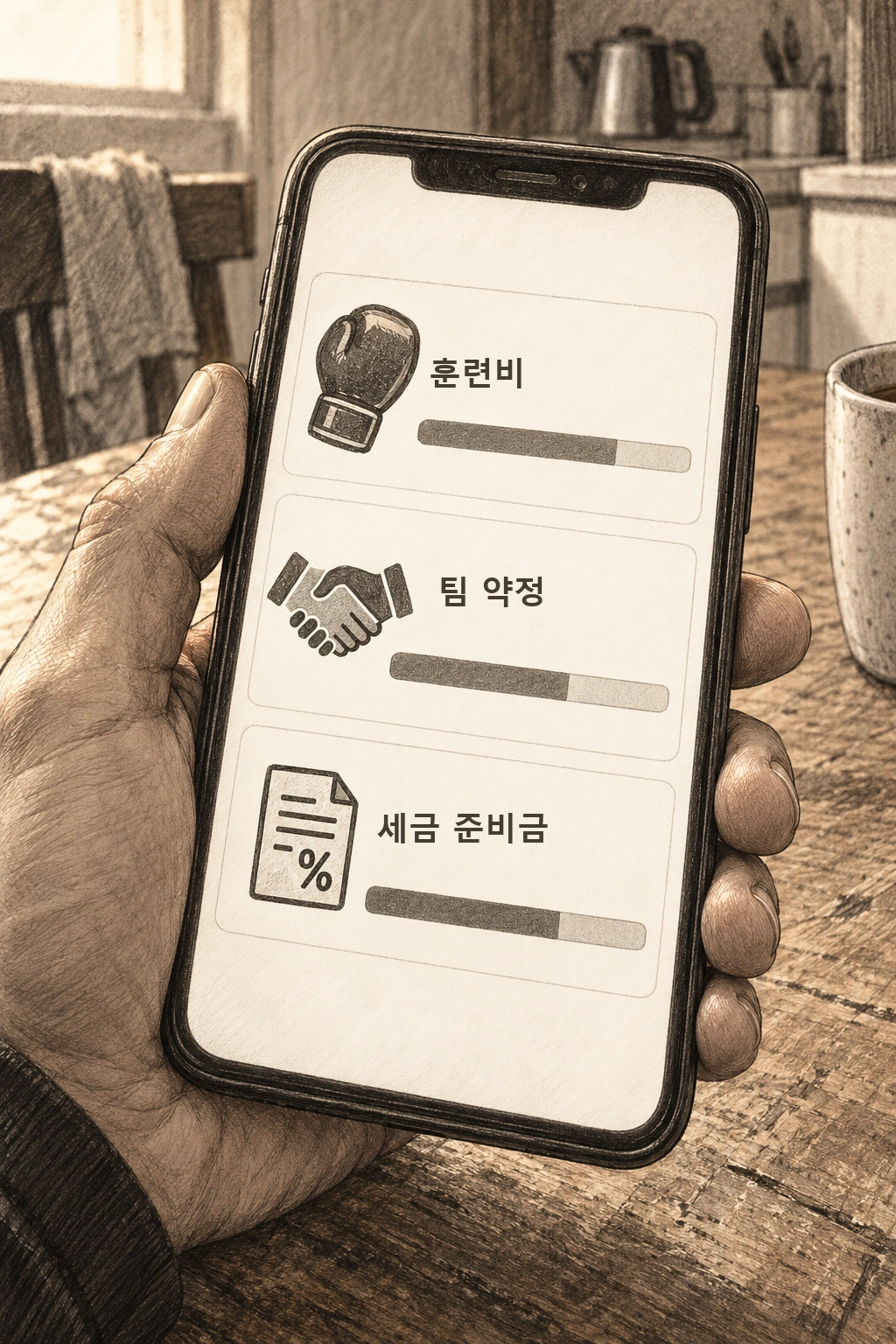 훈련비, 팀 약정, 세금 준비금이 따로 표시된다.