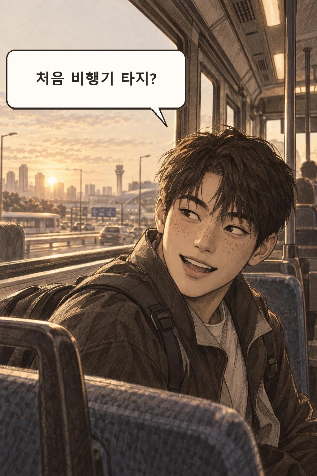 민석 “처음 비행기 타지?”