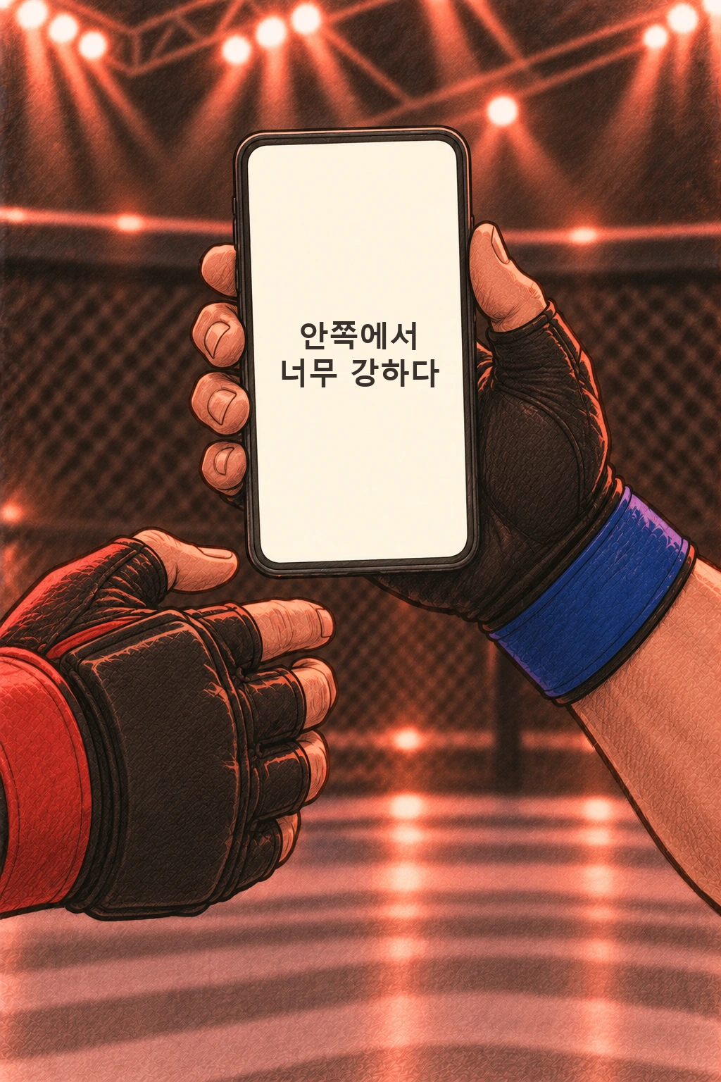 번역기 화면 ‘안쪽에서 너무 강하다’.